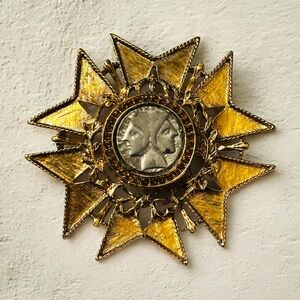 Gold and Silver Sunburst Brooch